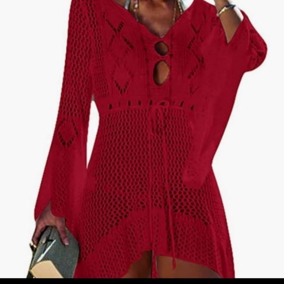 Other - New Knitted Hollow Beach Blouse Crochet Cover Up Lace Hollow Swimsuit Beach